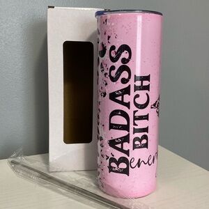 Bad A$$ B!tch energy 20oz Tumbler new w box and  stainless steel reusable straw